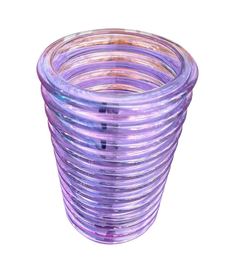 A Murano glass pink ribbed vase “Onda” by Sergio Asti for Amolfo di Cambio