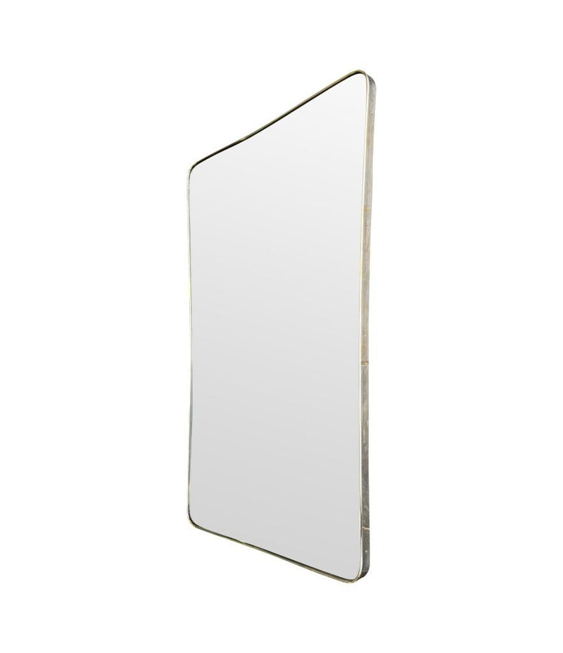 A large original Italian 1950s brass framed mirror with original bevelled plate