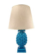 A large Italian 1950s turquoise ceramic pineapple lamp