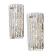 A large pair of Swedish 1960s Orrefors glass and brass wall sconces by Carl Fagerlund