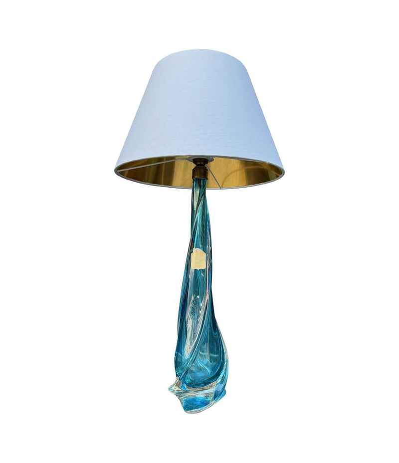 A large Murano turquoise glass lamp by Chambord Et Toso