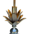 An orignal 1960s Maison Charles "Lotus" lamp in nickel, bronze and brass finish with orignal spun metal shade