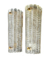 A large quality pair of 1950s Orrefors glass and brass wall sconces by Carl Fagerlund