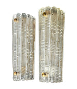 A large quality pair of 1950s Orrefors glass and brass wall sconces by Carl Fagerlund
