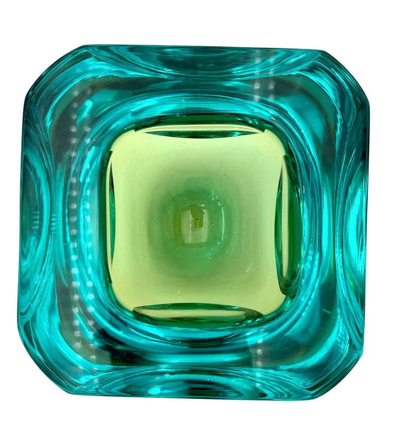 A wonderful large 1960s Sommerso turquoise and green Murano glass bowl by Seguso