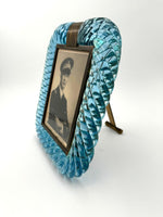 A wonderful orignal 1940s turquoise torchon Murano glass frame by Archimede Seguso