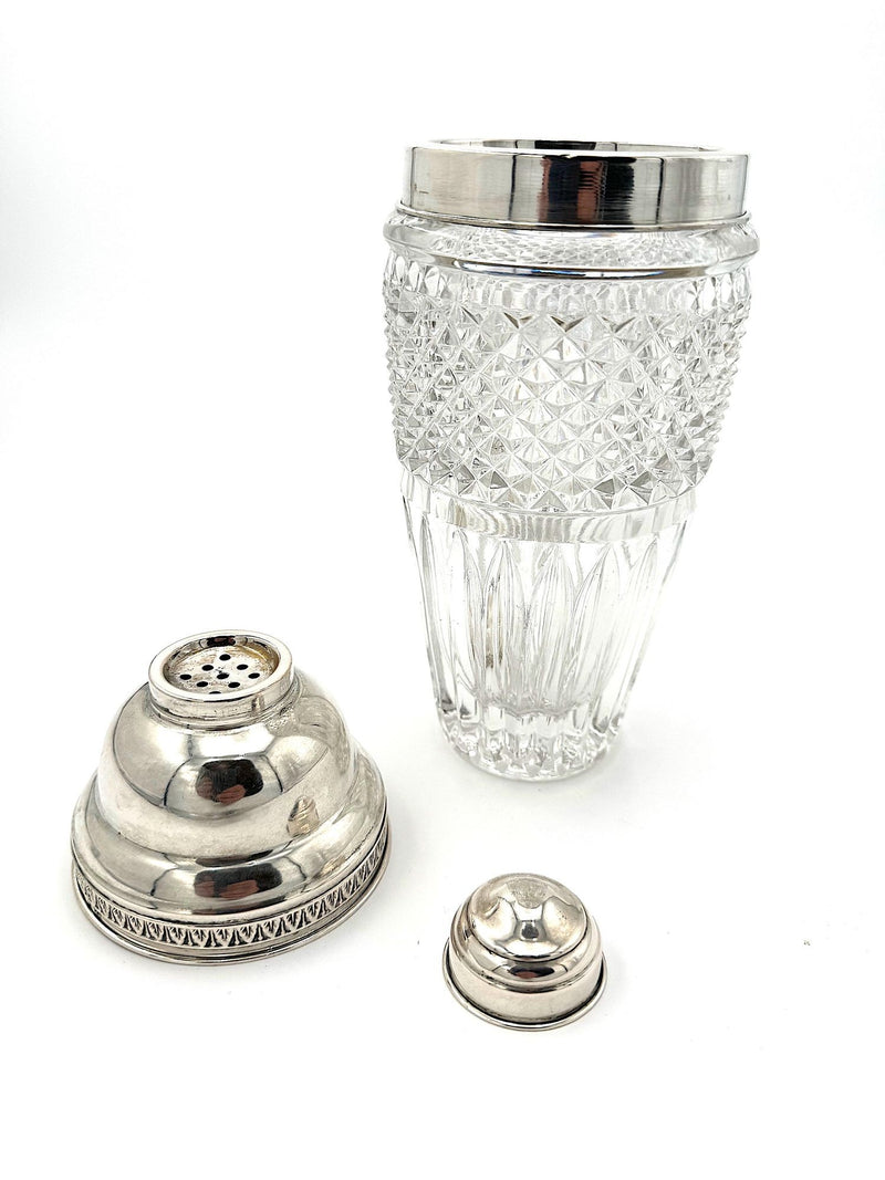 An Italian 1940s crystal and silver cocktail shaker by Florentine silversmith Italo Gori