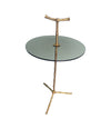 A pair of 1960s Maison Baques brass faux bamboo martini tables with smoked glass top