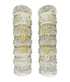 A pair of 1960s clear geometric textured glass wall lights