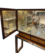 An Italian 1940s mirrored birdseye maple wood and mahogany bar cabinet by Osvaldo Borsani