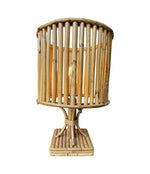 A pair of French 1960s bamboo lamps by Louis Sognot with orignal bamboo shades