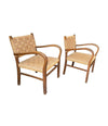 A pair of 1940s French Bauhaus bent wood chairs in the style of Erich Dieckmann with orignal woven rope seats