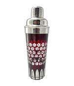 A 1950s French silver plated and ruby cut glass cocktail shaker