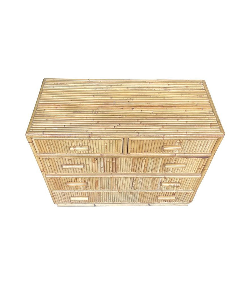 An Italian 1970s split cane bamboo chest of drawers by Vivai Del Sud