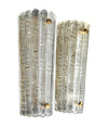 A large quality pair of 1950s Orrefors glass and brass wall sconces by Carl Fagerlund