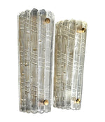 A large quality pair of 1950s Orrefors glass and brass wall sconces by Carl Fagerlund