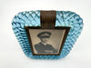 A wonderful orignal 1940s turquoise torchon Murano glass frame by Archimede Seguso