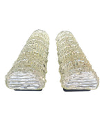 A pair of 1960s clear geometric textured glass wall lights