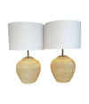 A pair of 1950s large Italian Riviera woven rope lamps with bronze fittings