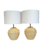 A pair of 1950s large Italian Riviera woven rope lamps with bronze fittings