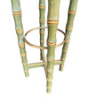 A set of 4 1950s Spanish Faux bamboo wooden and brass stools with orignal seat pads