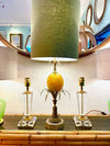 A large 1960s yellow resin egg lamp attributed to Maison Charles with new bespoke linen shade