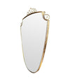 An orignal pair of 1950s Gio Ponti style Italian portrait brass framed mirror with brass top scroll detailing