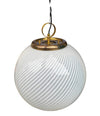 A large 1960s Venini Murano glass ball “Tessuto” swirl pendant light