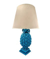 A large Italian 1950s turquoise ceramic pineapple lamp