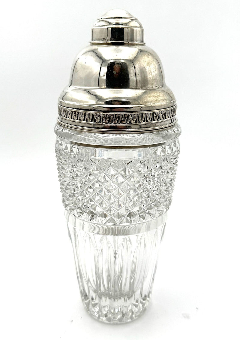 An Italian 1940s crystal and silver cocktail shaker by Florentine silversmith Italo Gori