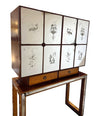 An Italian 1940s mirrored birdseye maple wood and mahogany bar cabinet by Osvaldo Borsani
