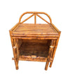 A pair of Italian 1970s Vivai Del Sud style tortoiseshell bamboo bedside tables with two doors