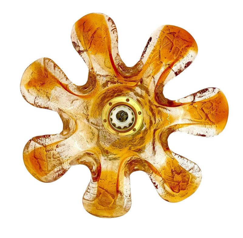Five Italian 1970s Murano glass flower wall scones by Mazzega