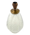 A French 1930s Cristallerie Lorraine Alsace pressed glass opaline lamp with leaf desgin