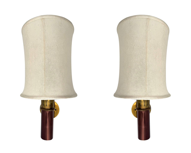 A rare pair of orignal 1960s copper and brass wall sconces by Stilnovo, with orignal labels