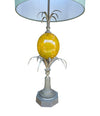 A large 1960s yellow resin egg lamp attributed to Maison Charles with new bespoke linen shade