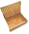 An Italian 1970s Gabriella Crespi style lucite and woven rattan gilt hinged box