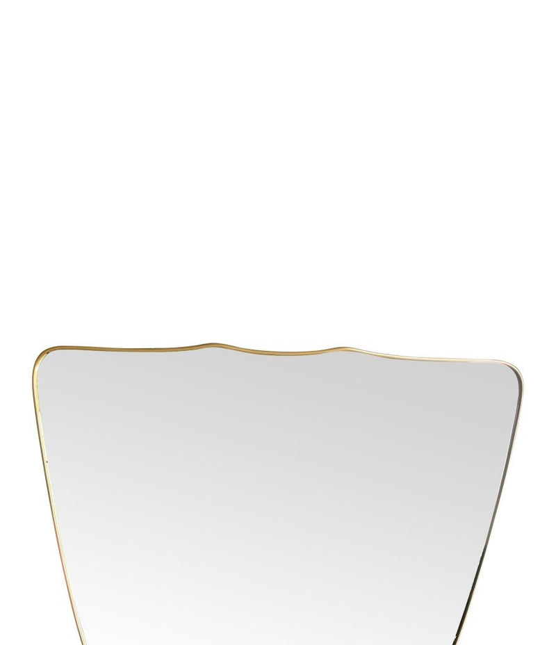 A large orignal Italian 1950s shield mirror with brass frame