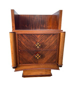 Art Deco Bedside Tables with Macassar Marquetry Detail - Antique Furniture - Ed Butcher Antiques Shop London