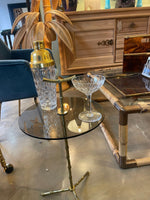 A pair of 1960s Maison Baques brass faux bamboo martini tables with smoked glass top