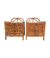 A pair of Italian 1970s Vivai Del Sud style tortoiseshell bamboo bedside tables with two doors