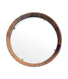 A circular 1950s Italian woven rattan mirror by Cantu, Roma with brass detail