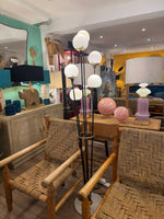 An orignal 1950s Stilnovo "Arberello" black lacquer and brass six light floor lamp