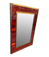 An Italian 1970s Faux tortoiseshell and brass landscape or portrait mirror