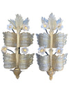 A stunning large pair of 1930s Art Deco Murano glass wall sconces by Seguso