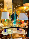 A large Murano turquoise glass lamp by Chambord Et Toso