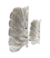 A pair of Italian 1960s Barovier Murano glass leaf sconces with brass fittings