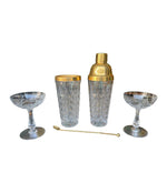 A 1960s Val Saint Lambert crystal and gold plated Cocktail shaker set with jug