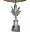 An orignal 1960s Maison Charles "Lotus" lamp in nickel, bronze and brass finish with orignal spun metal shade