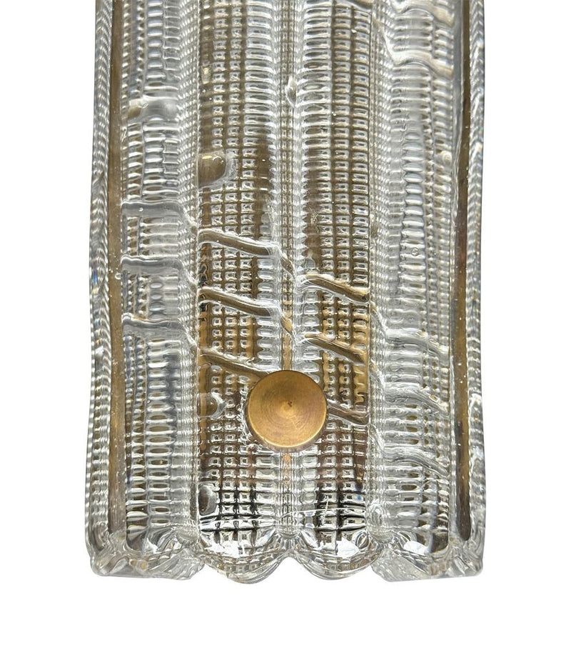 A large quality pair of 1950s Orrefors glass and brass wall sconces by Carl Fagerlund